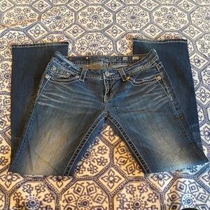 Miss Me Dark Blue Bootcut Jeans with Fading